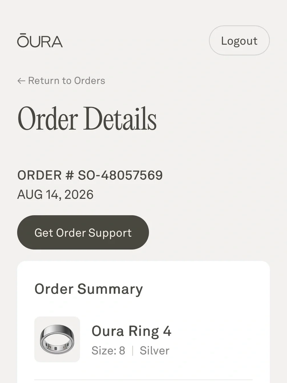 Oura Ring 4 Silver Smart Wearable Ring